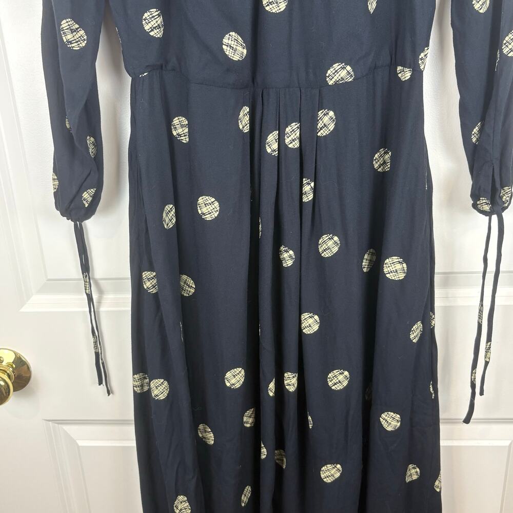 Emily and Fin Black Polka Dot Long Sleeve Midi Dress Twee Fall Retro Mod Large - Picture 2 of 7